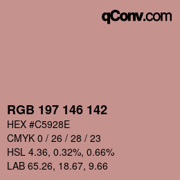 カラーコード: RGB 197 146 142 | qconv.com