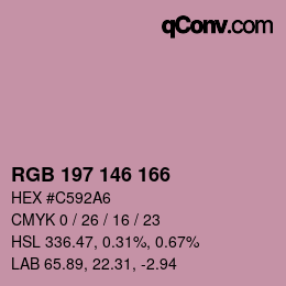 カラーコード: RGB 197 146 166 | qconv.com