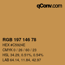 Color code: RGB 197 146 78 | qconv.com