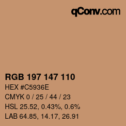 颜色代码: RGB 197 147 110 | qconv.com