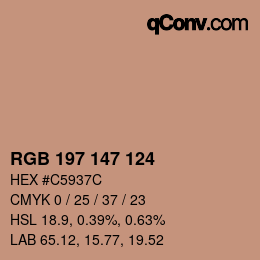 カラーコード: RGB 197 147 124 | qconv.com