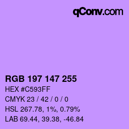 Color code: RGB 197 147 255 | qconv.com