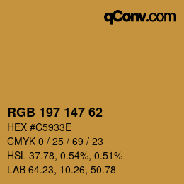 カラーコード: RGB 197 147 62 | qconv.com