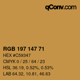Color code: RGB 197 147 71 | qconv.com