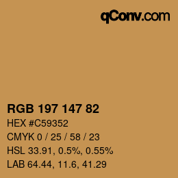 Color code: RGB 197 147 82 | qconv.com