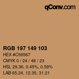 Color code: RGB 197 149 103 | qconv.com