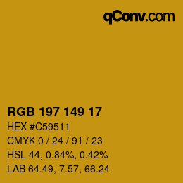 Color code: RGB 197 149 17 | qconv.com