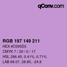 カラーコード: RGB 197 149 211 | qconv.com
