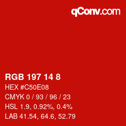 カラーコード: RGB 197 14 8 | qconv.com