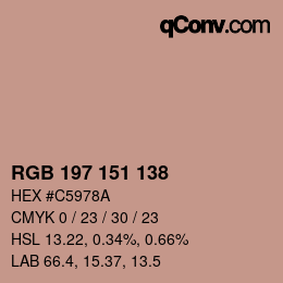 カラーコード: RGB 197 151 138 | qconv.com