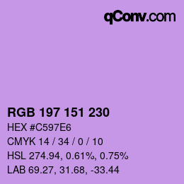 Color code: RGB 197 151 230 | qconv.com