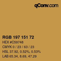 Color code: RGB 197 151 72 | qconv.com