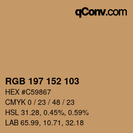 Color code: RGB 197 152 103 | qconv.com