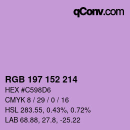 カラーコード: RGB 197 152 214 | qconv.com