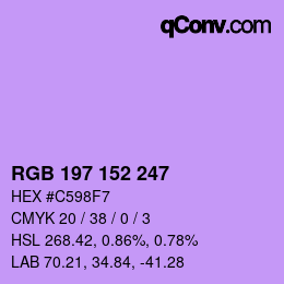 Color code: RGB 197 152 247 | qconv.com