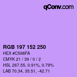 カラーコード: RGB 197 152 250 | qconv.com