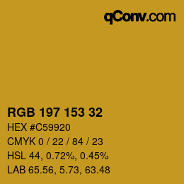 Color code: RGB 197 153 32 | qconv.com