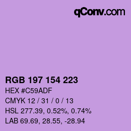 Color code: RGB 197 154 223 | qconv.com