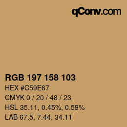 Color code: RGB 197 158 103 | qconv.com