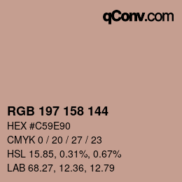 Color code: RGB 197 158 144 | qconv.com