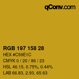 カラーコード: RGB 197 158 28 | qconv.com
