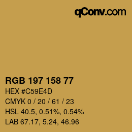 Color code: RGB 197 158 77 | qconv.com