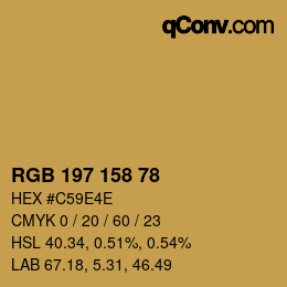 カラーコード: RGB 197 158 78 | qconv.com