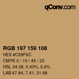 カラーコード: RGB 197 159 108 | qconv.com