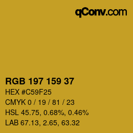 Color code: RGB 197 159 37 | qconv.com