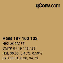 カラーコード: RGB 197 160 103 | qconv.com