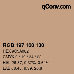 颜色代码: RGB 197 160 130 | qconv.com