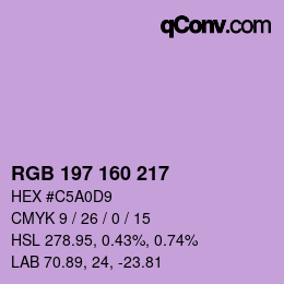 Color code: RGB 197 160 217 | qconv.com