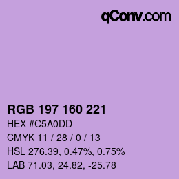 Color code: RGB 197 160 221 | qconv.com