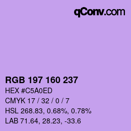 Color code: RGB 197 160 237 | qconv.com