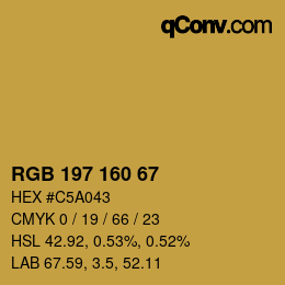 Color code: RGB 197 160 67 | qconv.com