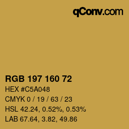 カラーコード: RGB 197 160 72 | qconv.com