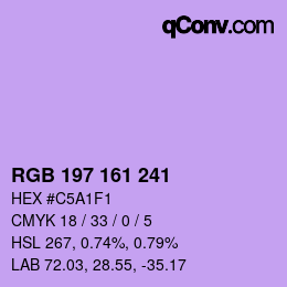 カラーコード: RGB 197 161 241 | qconv.com