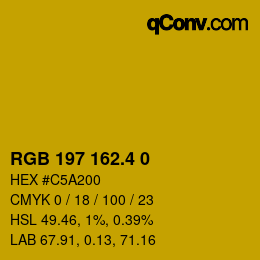 カラーコード: RGB 197 162.4 0 | qconv.com