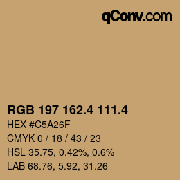 カラーコード: RGB 197 162.4 111.4 | qconv.com