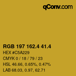 カラーコード: RGB 197 162.4 41.4 | qconv.com