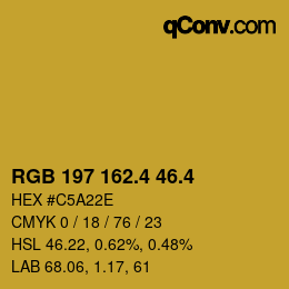 カラーコード: RGB 197 162.4 46.4 | qconv.com