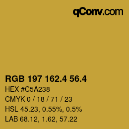 カラーコード: RGB 197 162.4 56.4 | qconv.com