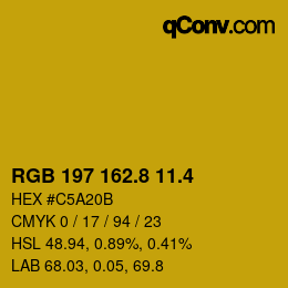 カラーコード: RGB 197 162.8 11.4 | qconv.com