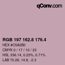 カラーコード: RGB 197 162.8 176.4 | qconv.com