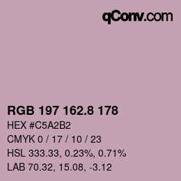 カラーコード: RGB 197 162.8 178 | qconv.com