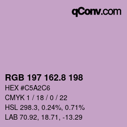 カラーコード: RGB 197 162.8 198 | qconv.com