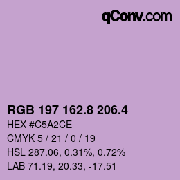 カラーコード: RGB 197 162.8 206.4 | qconv.com