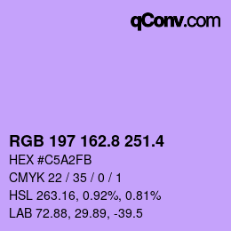 カラーコード: RGB 197 162.8 251.4 | qconv.com