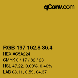 カラーコード: RGB 197 162.8 36.4 | qconv.com