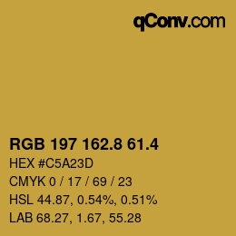 カラーコード: RGB 197 162.8 61.4 | qconv.com